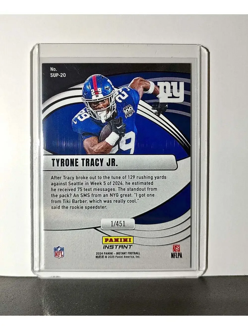 Tyrone Tracy Jr. Rookie 2024 Panini Supernova NFL #20 Football NY Giants 1/451